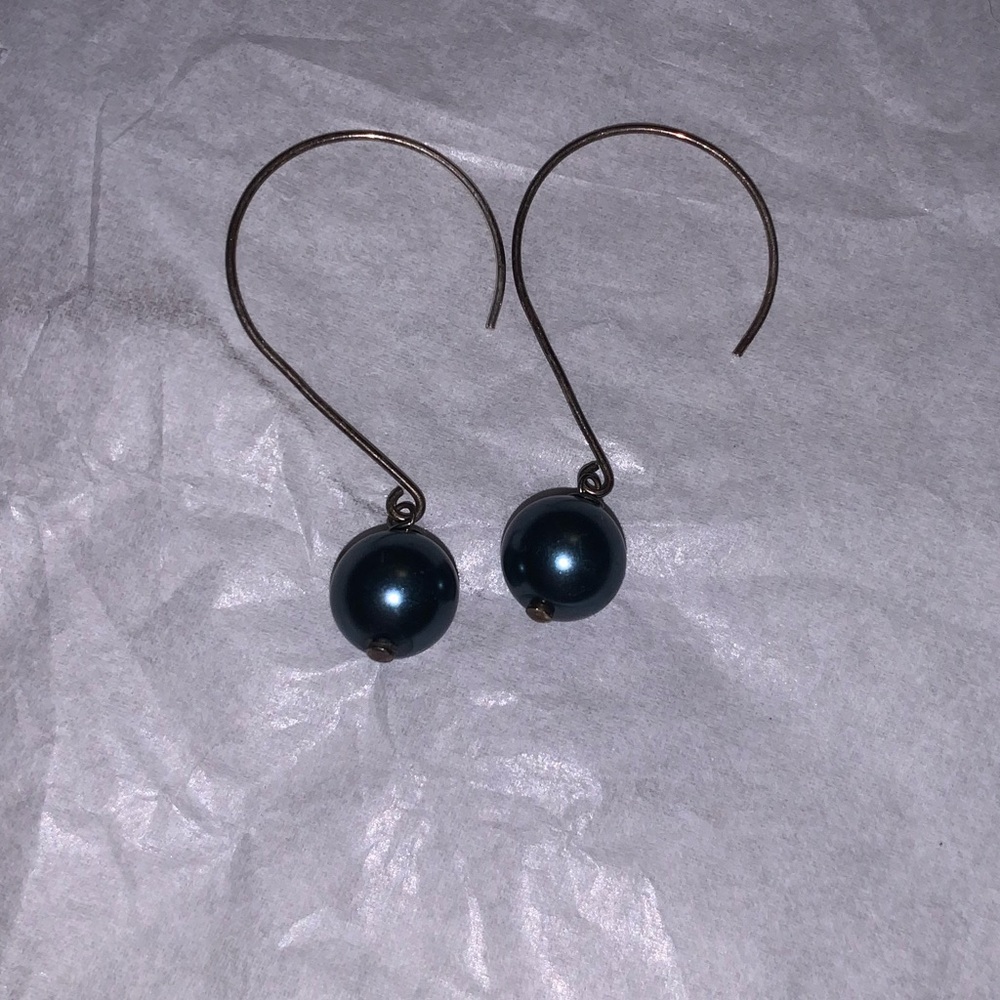 Silver with blue ball earrings